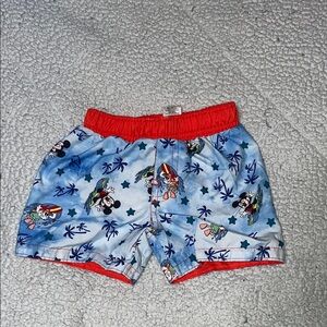 Disney Red and Blue Swim Trunks with Playful Print